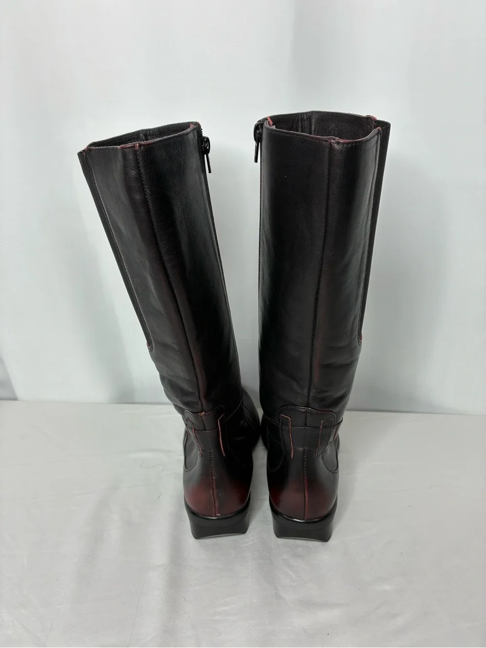NAOT Leather Knee High Boots EU 37 US 6.5-7 Brown Riding Comfort Zip Boots